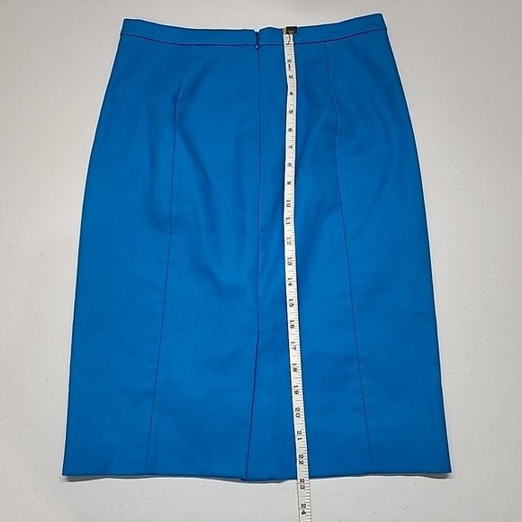 J Crew Women's Straight Pencil Skirt Bright Blue Lined Cotton Size 0 *Read* - Picture 3 of 15